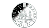 OL-sølvmynt nr. 5 barn på skøyter revers side